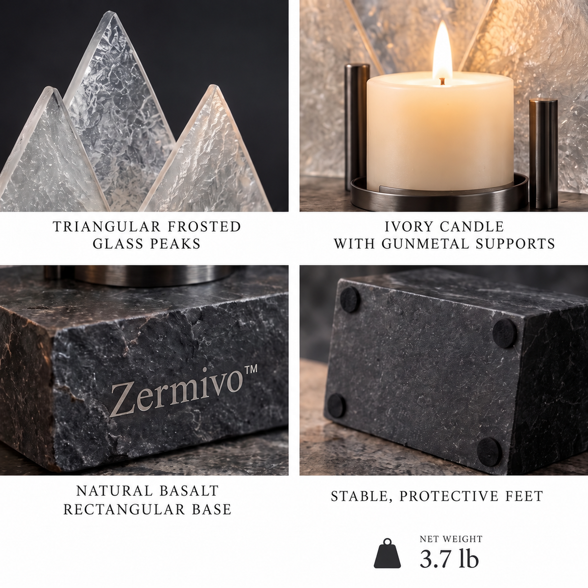 Zermivo™ Frosted Summit – Mountain-Inspired Textured Glass Candle Holder