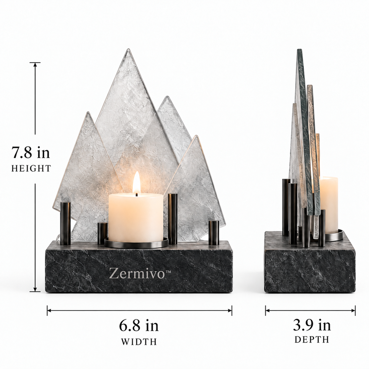 Zermivo™ Frosted Summit – Mountain-Inspired Textured Glass Candle Holder